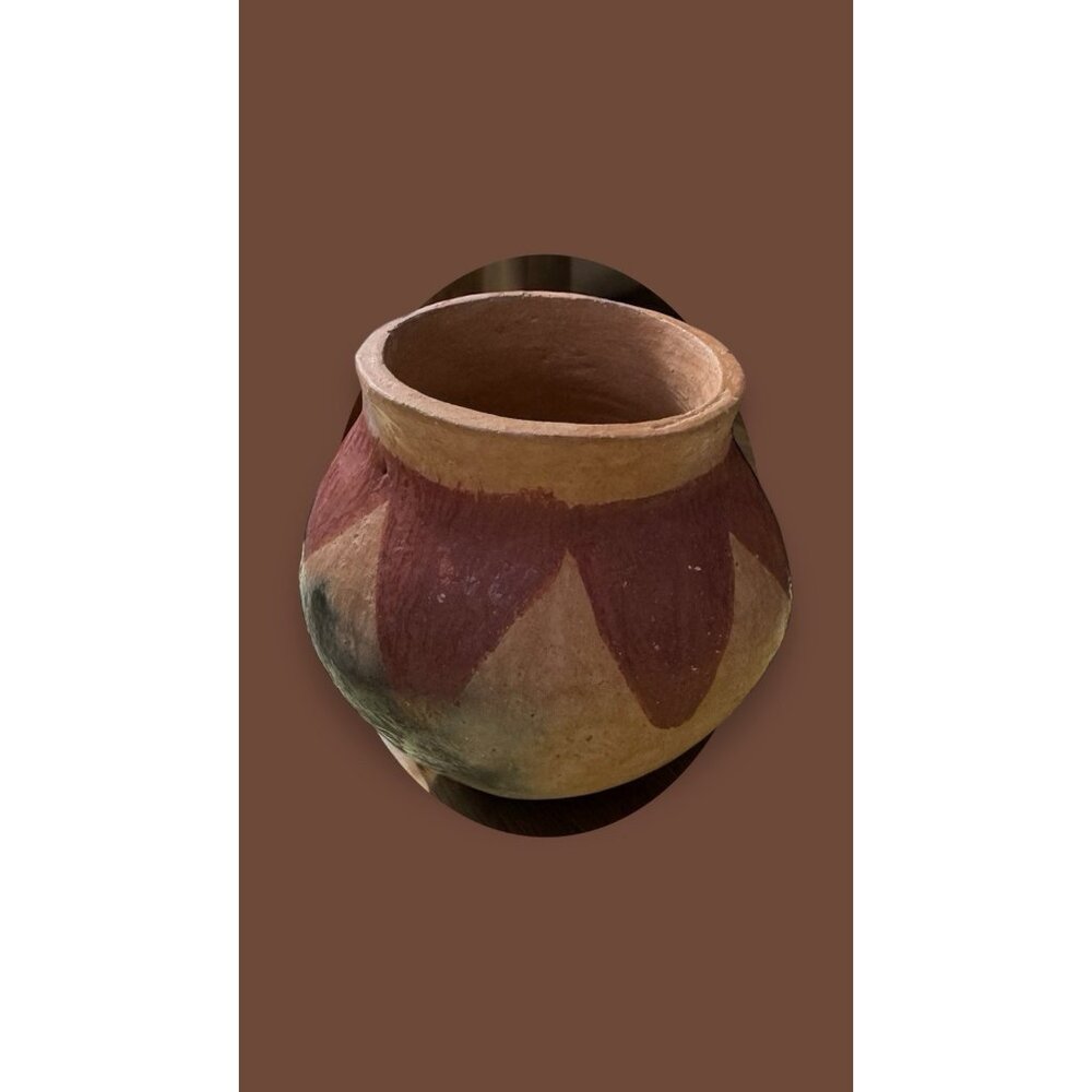 Raramuri Handmade Native American Pottery In Triangles, Buff & Diamonds